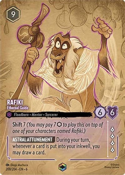 Rafiki Ethereal Guide Enchanted Azurite Sea Lorcana card