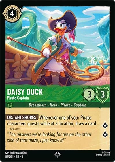 Daisy Duck Pirate Captain Azurite Sea Lorcana card