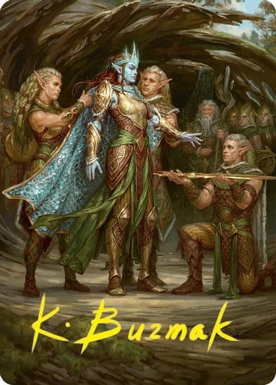 Lathril Blade of the Elves Art Card 48 54 Gold Stamped Signature Art Series: Foundations Magic card