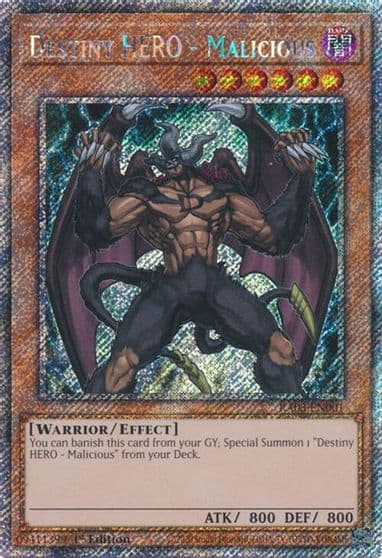 Destiny HERO Malicious Platinum Secret Rare Quarter Century Bonanza Yu-Gi-Oh! card