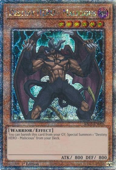 Destiny HERO Malicious Quarter Century Secret Rare Quarter Century Bonanza Yu-Gi-Oh! card
