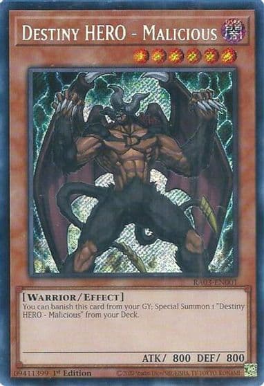 Destiny HERO Malicious Secret Rare Quarter Century Bonanza Yu-Gi-Oh! card