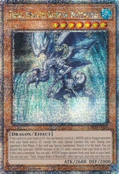 Tidal Dragon Ruler of Waterfalls Quarter Century Secret Rare Quarter Century Bonanza Yu-Gi-Oh! card