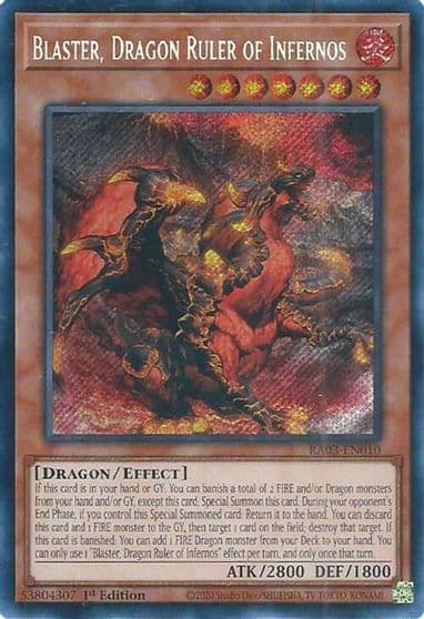 Blaster Dragon Ruler of Infernos Secret Rare Quarter Century Bonanza Yu-Gi-Oh! card