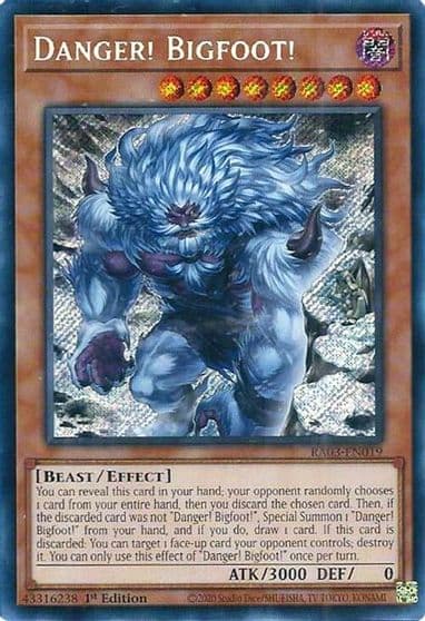 Danger Bigfoot Alternate Art Secret Rare Quarter Century Bonanza Yu-Gi-Oh! card