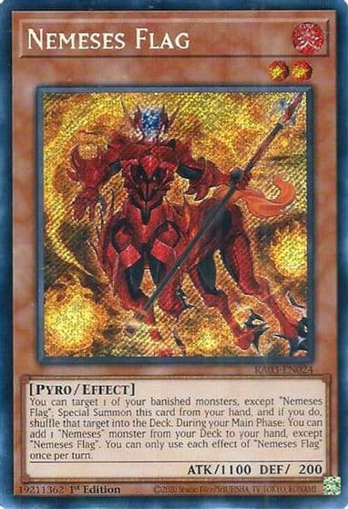 Nemeses Flag Secret Rare Quarter Century Bonanza Yu-Gi-Oh! card
