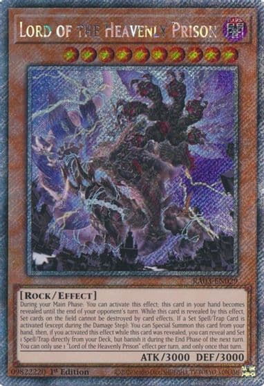 Lord of the Heavenly Prison Platinum Secret Rare Quarter Century Bonanza Yu-Gi-Oh! card