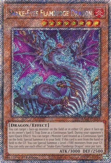 Snake Eyes Flamberge Dragon Platinum Secret Rare Quarter Century Bonanza Yu-Gi-Oh! card