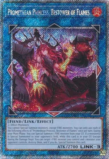 Promethean Princess Bestower of Flames Platinum Secret Rare Quarter Century Bonanza Yu-Gi-Oh! card