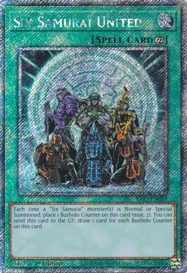 Six Samurai United Platinum Secret Rare Quarter Century Bonanza Yu-Gi-Oh! card