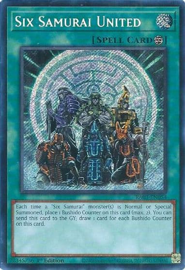 Six Samurai United Secret Rare Quarter Century Bonanza Yu-Gi-Oh! card