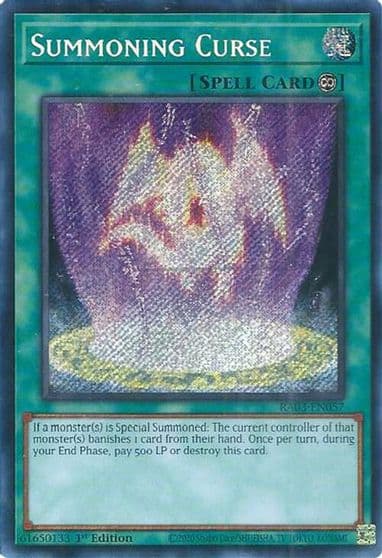Summoning Curse Secret Rare Quarter Century Bonanza Yu-Gi-Oh! card