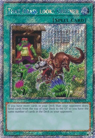 That Grass Looks Greener Platinum Secret Rare Quarter Century Bonanza Yu-Gi-Oh! card