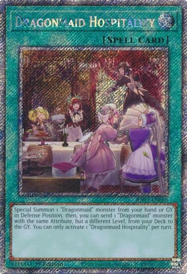 Dragonmaid Hospitality Platinum Secret Rare Quarter Century Bonanza Yu-Gi-Oh! card