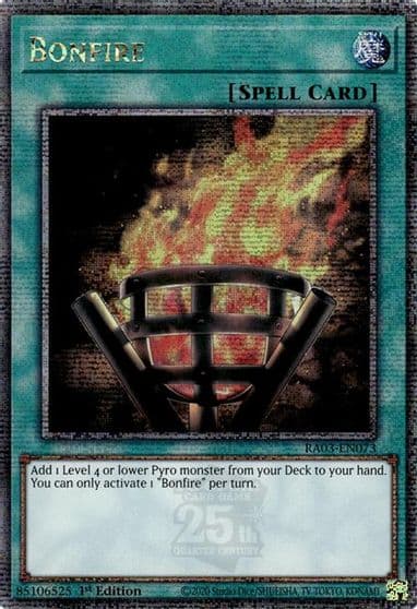 Bonfire Quarter Century Secret Rare Quarter Century Bonanza Yu-Gi-Oh! card