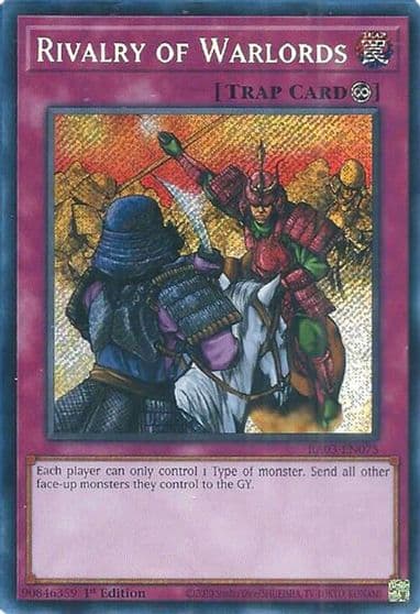 Rivalry of Warlords Secret Rare Quarter Century Bonanza Yu-Gi-Oh! card