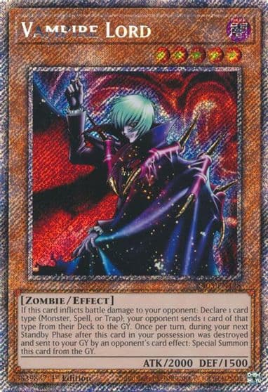 Vampire Lord Platinum Secret Rare Quarter Century Bonanza Yu-Gi-Oh! card