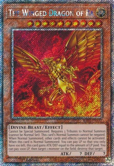 The Winged Dragon of Ra Platinum Secret Rare Quarter Century Bonanza Yu-Gi-Oh! card