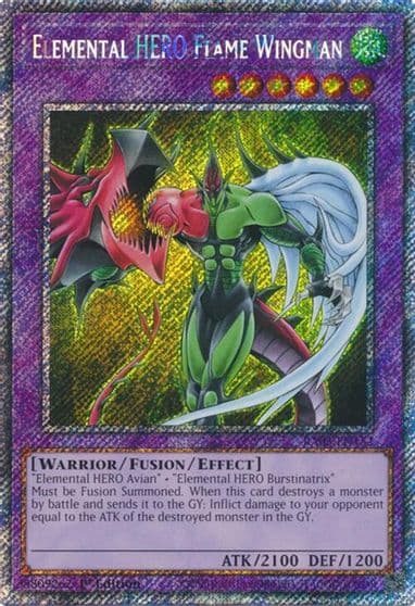 Elemental HERO Flame Wingman Platinum Secret Rare Quarter Century Bonanza Yu-Gi-Oh! card