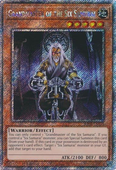 Grandmaster of the Six Samurai Platinum Secret Rare Quarter Century Bonanza Yu-Gi-Oh! card