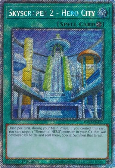 Skyscraper 2 Hero City Platinum Secret Rare Quarter Century Bonanza Yu-Gi-Oh! card