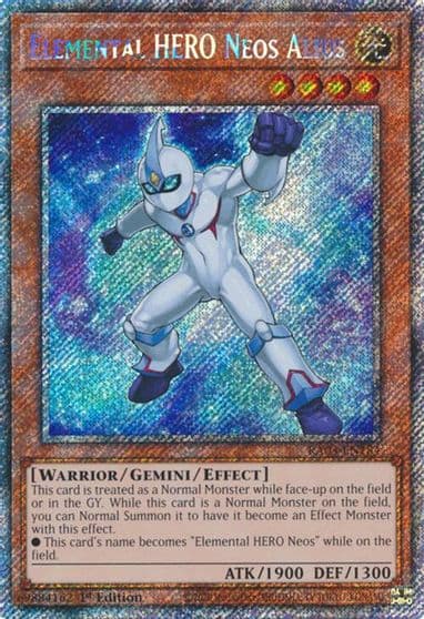 Elemental HERO Neos Alius Platinum Secret Rare Quarter Century Bonanza Yu-Gi-Oh! card