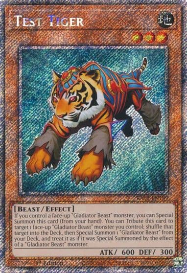 Test Tiger Platinum Secret Rare Quarter Century Bonanza Yu-Gi-Oh! card