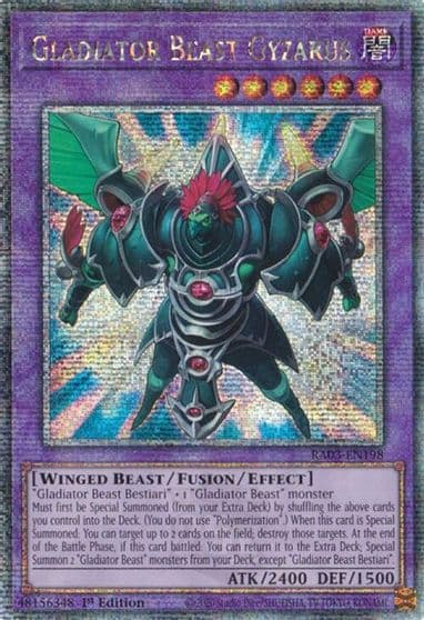 Gladiator Beast Gyzarus Quarter Century Secret Rare Quarter Century Bonanza Yu-Gi-Oh! card