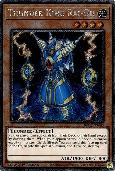Thunder King Rai Oh Platinum Secret Rare Quarter Century Bonanza Yu-Gi-Oh! card