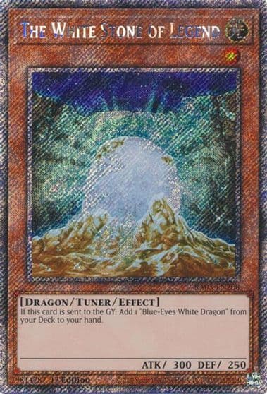 The White Stone of Legend Platinum Secret Rare Quarter Century Bonanza Yu-Gi-Oh! card