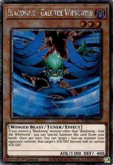 Blackwing Gale the Whirlwind Platinum Secret Rare Quarter Century Bonanza Yu-Gi-Oh! card