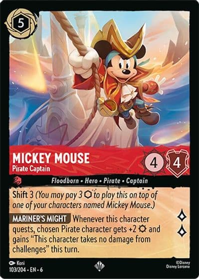Mickey Mouse Pirate Captain Azurite Sea Lorcana card