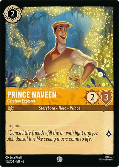 Prince Naveen Carefree Explorer Azurite Sea Lorcana card