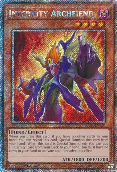 Infernity Archfiend Platinum Secret Rare Quarter Century Bonanza Yu-Gi-Oh! card