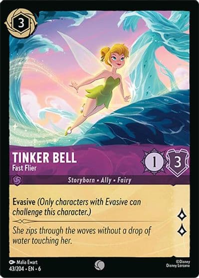 Tinker Bell Fast Flier Azurite Sea Lorcana card