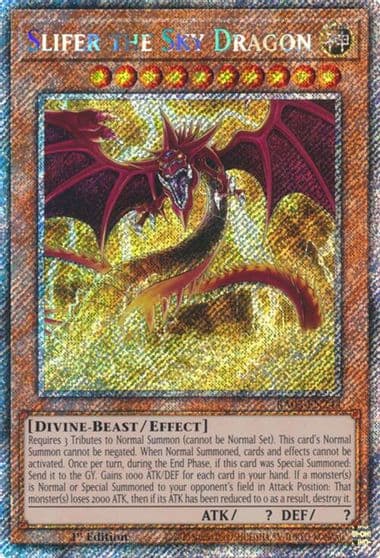 Slifer the Sky Dragon Platinum Secret Rare Quarter Century Bonanza Yu-Gi-Oh! card