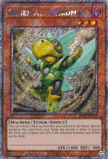 Genex Ally Birdman Platinum Secret Rare Quarter Century Bonanza Yu-Gi-Oh! card