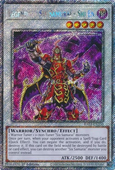 Legendary Six Samurai Shi En Platinum Secret Rare Quarter Century Bonanza Yu-Gi-Oh! card