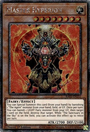 Master Hyperion Platinum Secret Rare Quarter Century Bonanza Yu-Gi-Oh! card