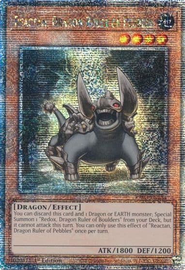 Reactan Dragon Ruler of Pebbles Quarter Century Secret Rare Quarter Century Bonanza Yu-Gi-Oh! card