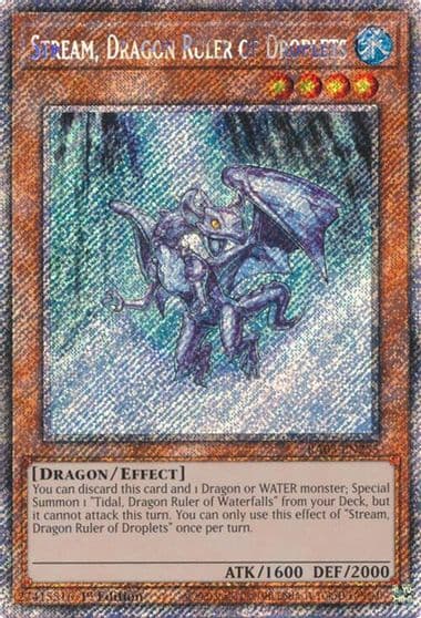 Stream Dragon Ruler of Droplets Platinum Secret Rare Quarter Century Bonanza Yu-Gi-Oh! card