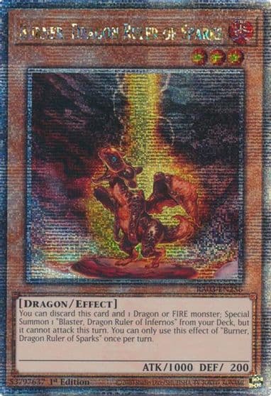 Burner Dragon Ruler of Sparks Quarter Century Secret Rare Quarter Century Bonanza Yu-Gi-Oh! card