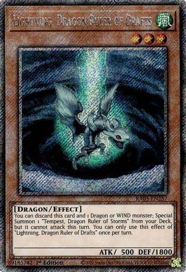 Lightning Dragon Ruler of Drafts Platinum Secret Rare Quarter Century Bonanza Yu-Gi-Oh! card