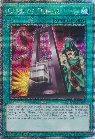 Card of Demise Quarter Century Secret Rare Quarter Century Bonanza Yu-Gi-Oh! card
