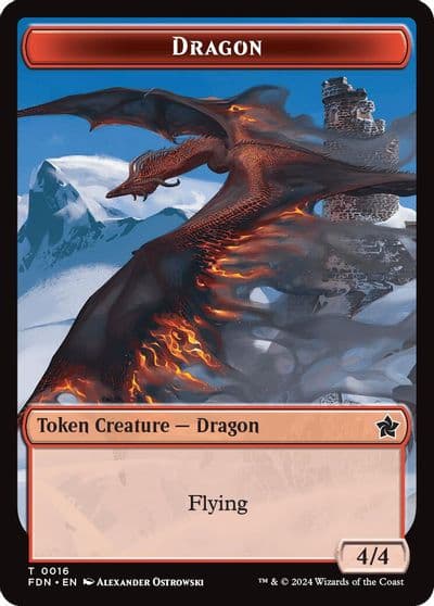Dragon 0016 Dragon 0017 Doubled Sided Token Foundations Magic card