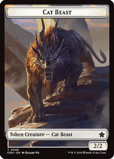 Cat Beast Dragon 0017 Double Sided Token Foundations Magic card