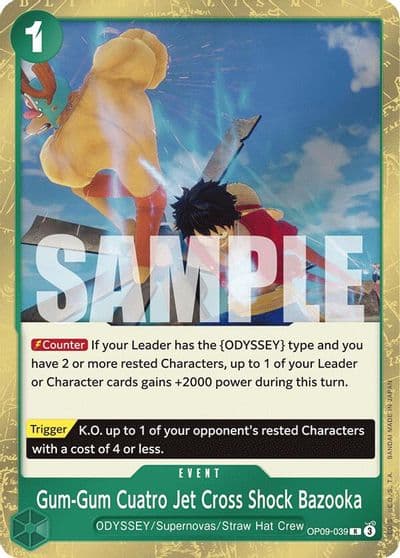 Gum Gum Cuatro Jet Cross Shock Bazooka Emperors in the New World One Piece card