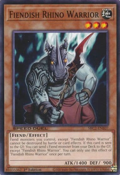 Fiendish Rhino Warrior Speed Duel: Battle City Finals Yu-Gi-Oh! card