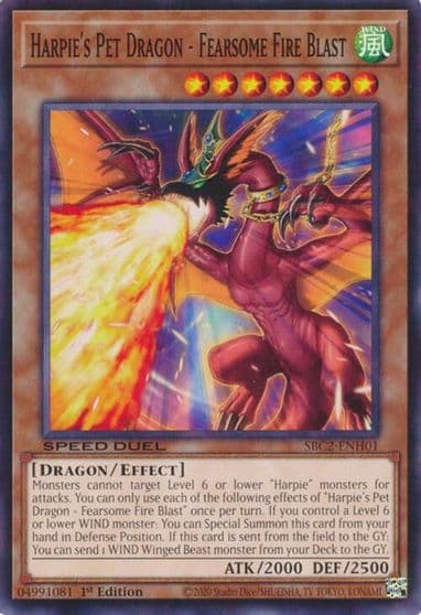 Harpies Pet Dragon Fearsome Fire Blast Speed Duel: Battle City Finals Yu-Gi-Oh! card