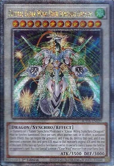Crystal Clear Wing Over Synchro Dragon Quarter Century Secret Rare Supreme Darkness Yu-Gi-Oh! card
